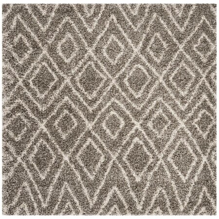 Safavieh Hudson Shag 300 Power Loomed Square Area RugGrey & Ivory 7 x 7 ft. SGH332B-7SQ